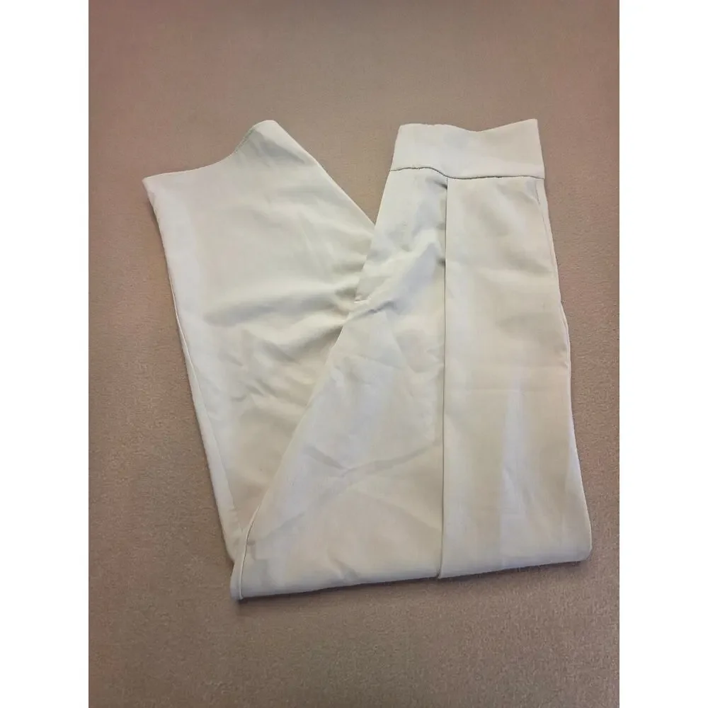 Zara Single-Pleat Barrel-Leg Balloon Trouser Pants Cream Sz XS Wide-Leg
